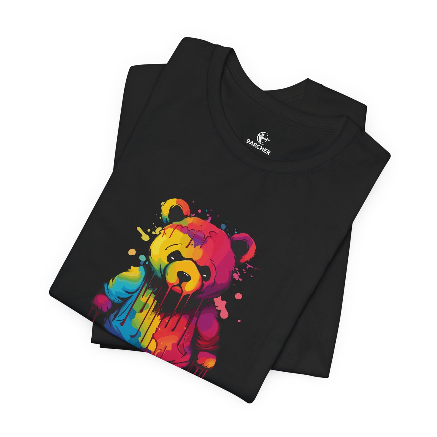 Colorful Bear Graphic Unisex Tee - Artistic Short Sleeve Shirt for Casual Wear