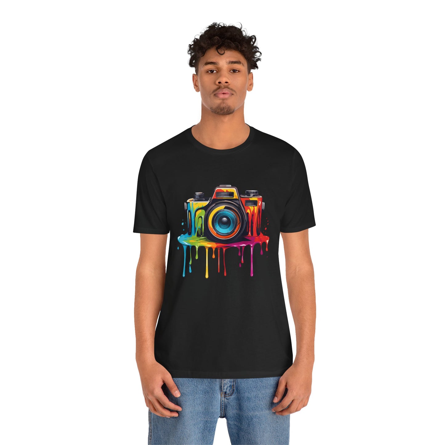 Colorful Camera Drip Unisex Short Sleeve Tee - Perfect for Photographers & Creative Souls