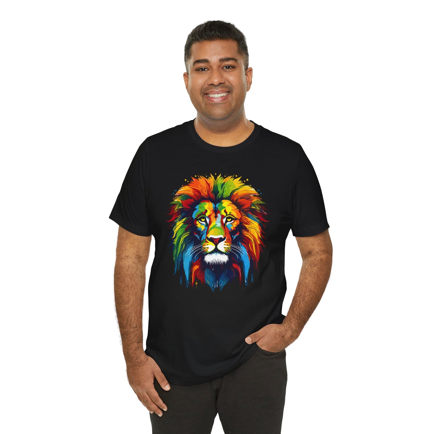 Colorful Lion Graphic Tee for Animal Lovers