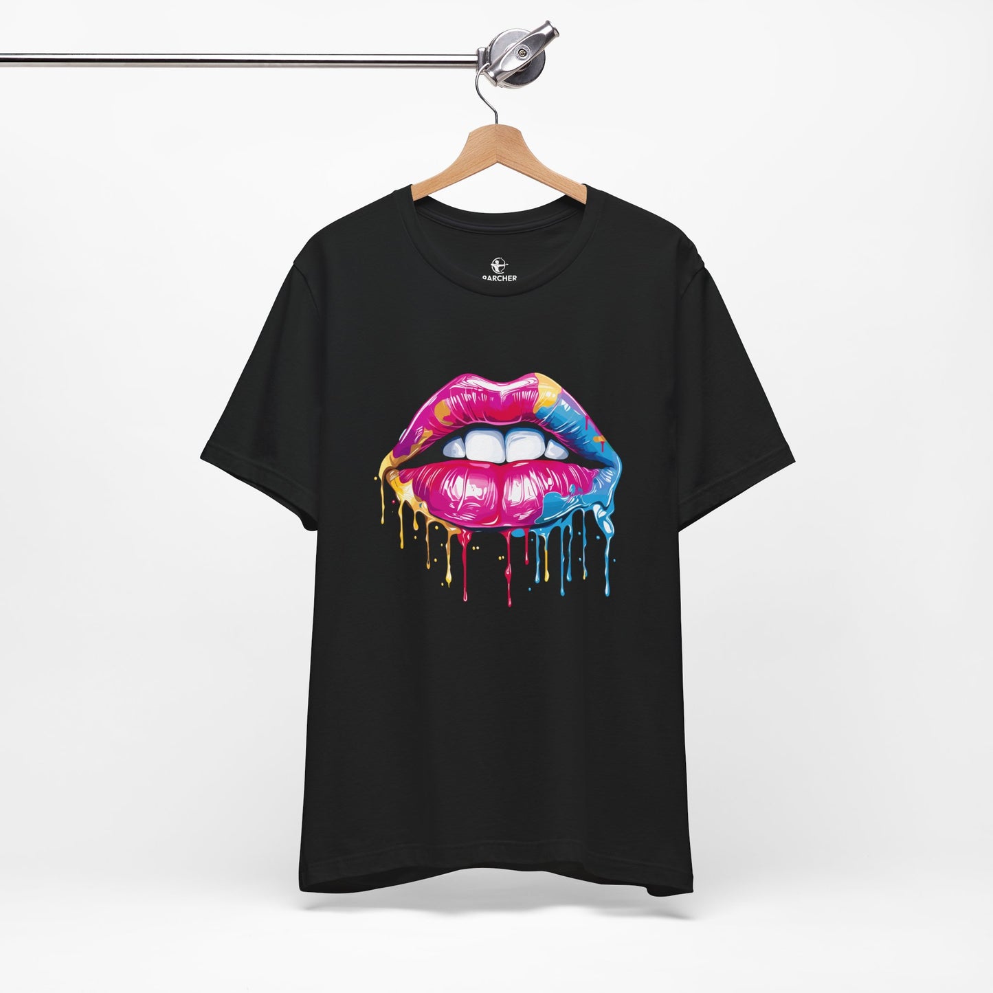 Vibrant Lips Unisex Jersey T-Shirt - Colorful Drip Design