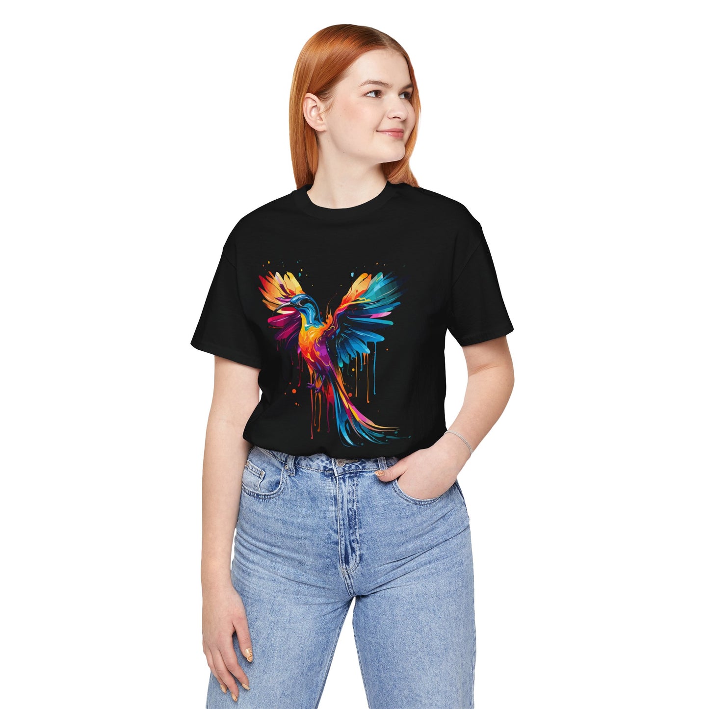 Colorful Phoenix Unisex Short Sleeve Tee - Vibrant Art for Nature Lovers