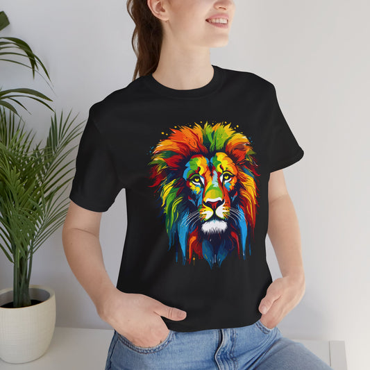Colorful Lion Graphic Tee for Animal Lovers