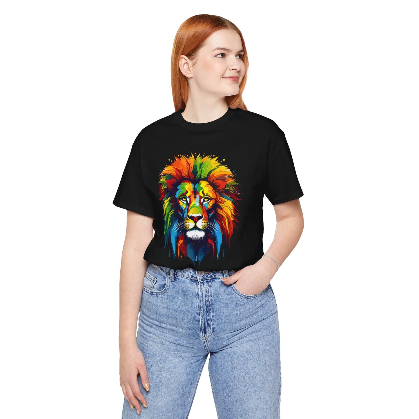 Colorful Lion Graphic Tee for Animal Lovers