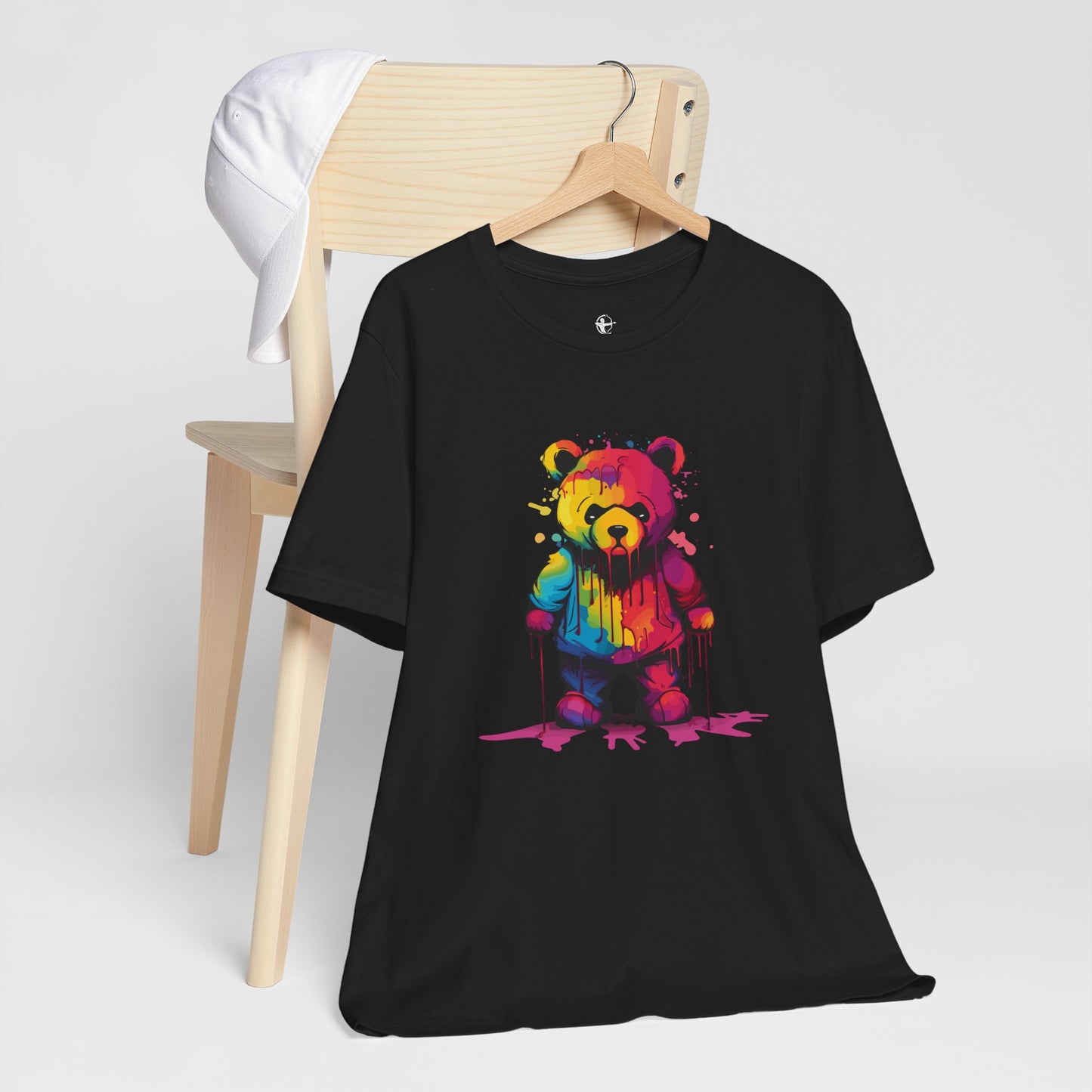 Colorful Bear Graphic Unisex Tee - Artistic Short Sleeve Shirt for Casual Wear