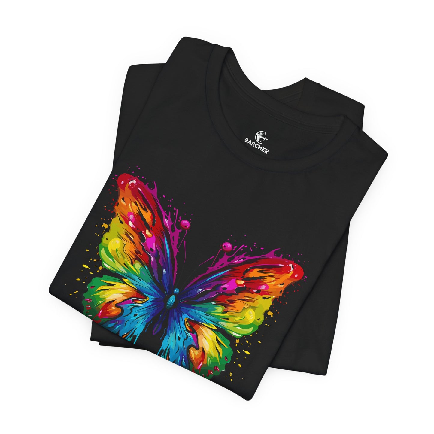 Rainbow Butterfly Graphic Tee - Unisex Short Sleeve T-Shirt for Nature Lovers