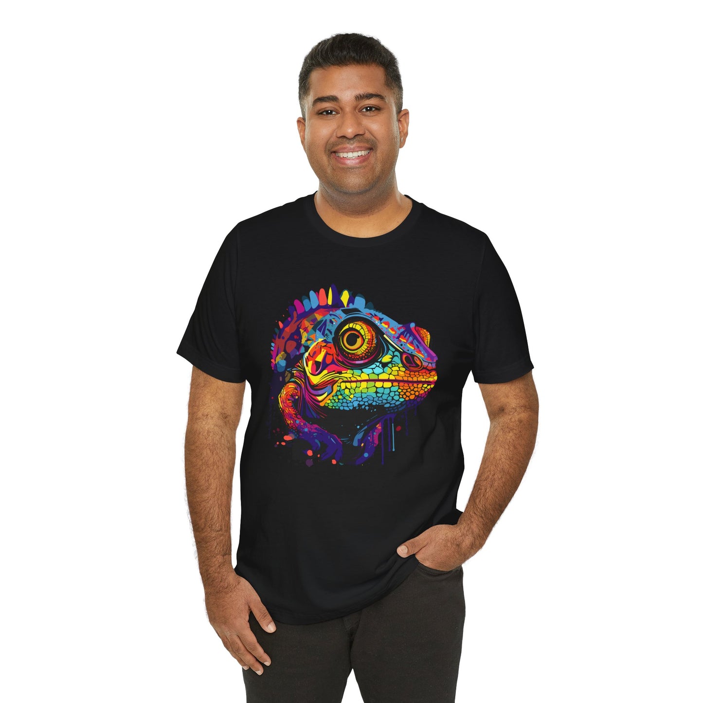 Vibrant Chameleon Graphic Tee - Colorful Unisex Jersey Short Sleeve T-Shirt for Nature Lovers