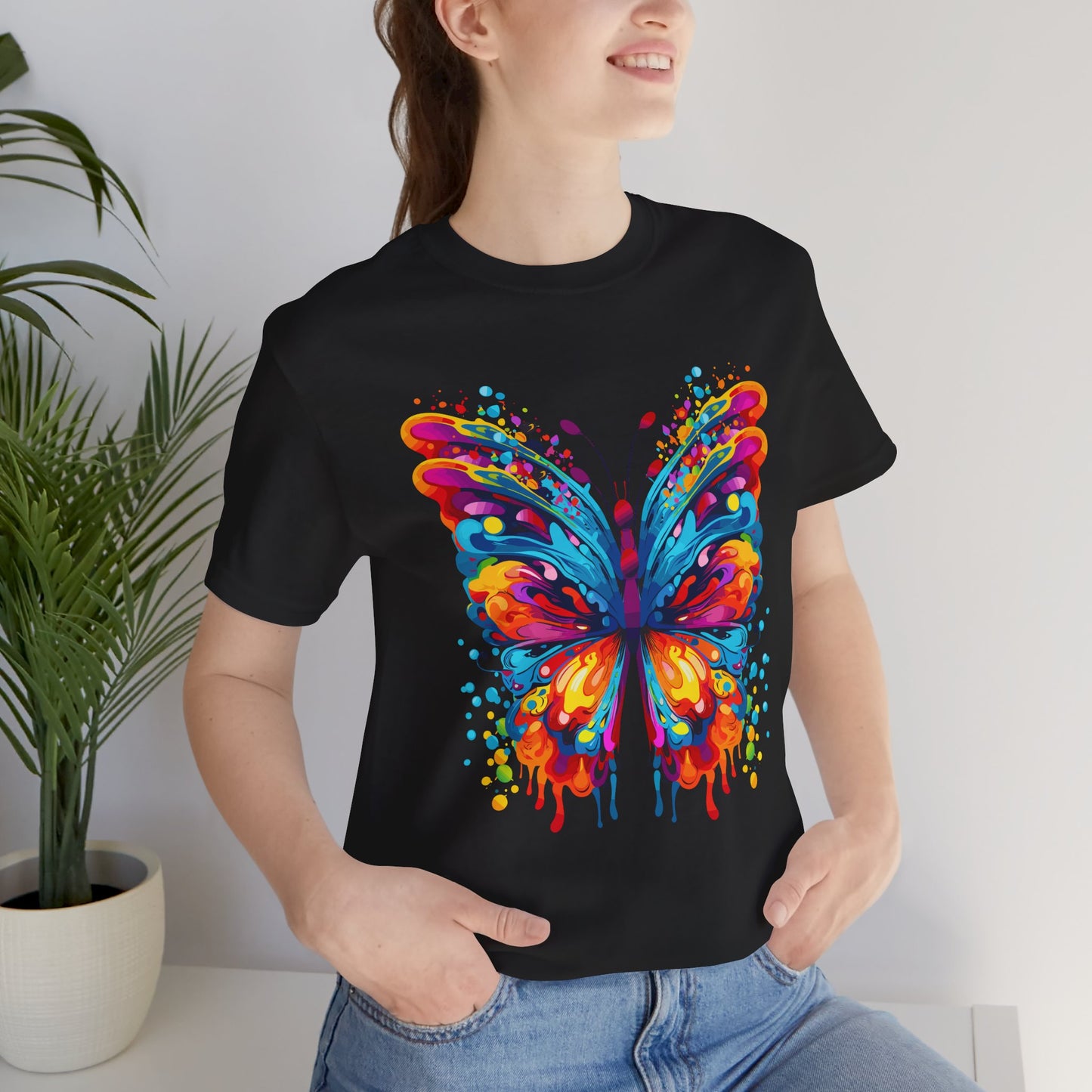 Vibrant Butterfly Graphic Tee - Unisex Jersey Short Sleeve T-Shirt for Nature Lovers