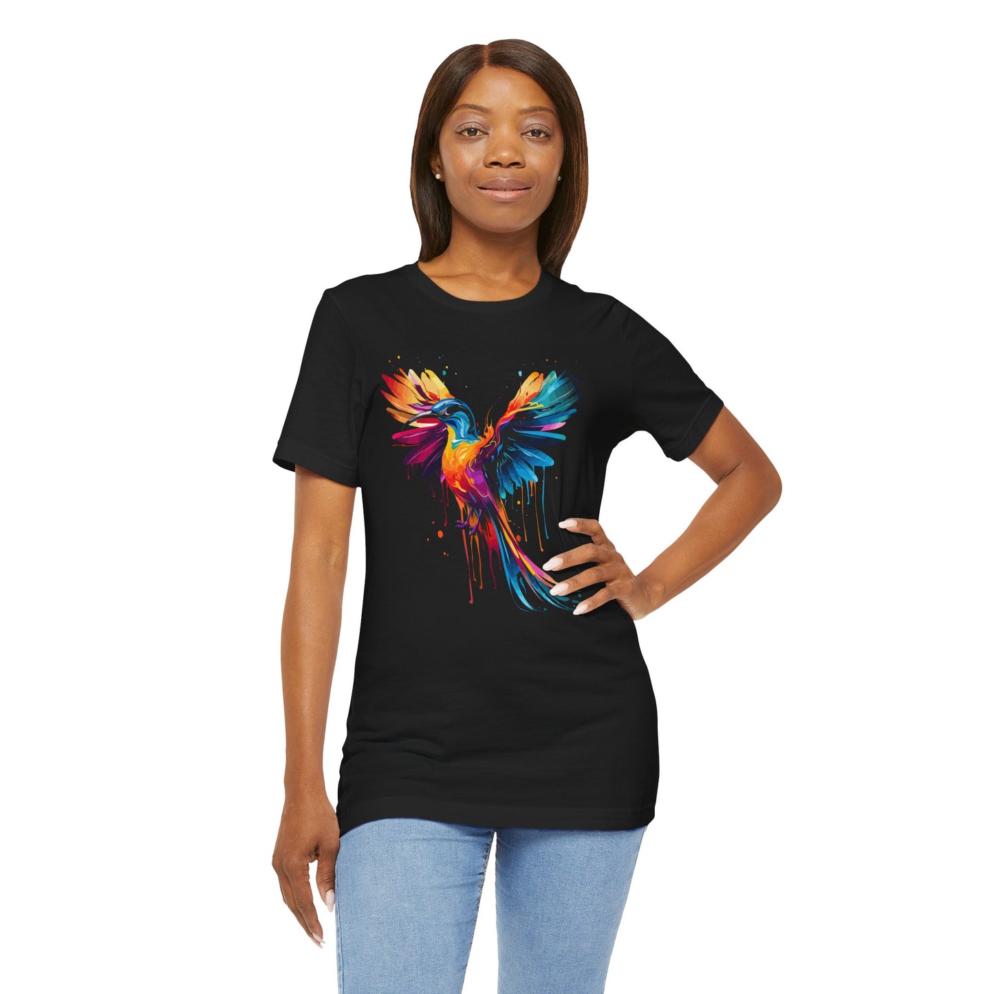 Colorful Phoenix Unisex Short Sleeve Tee - Vibrant Art for Nature Lovers