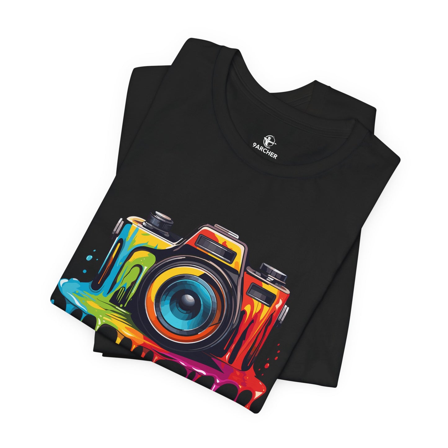 Colorful Camera Drip Unisex Short Sleeve Tee - Perfect for Photographers & Creative Souls
