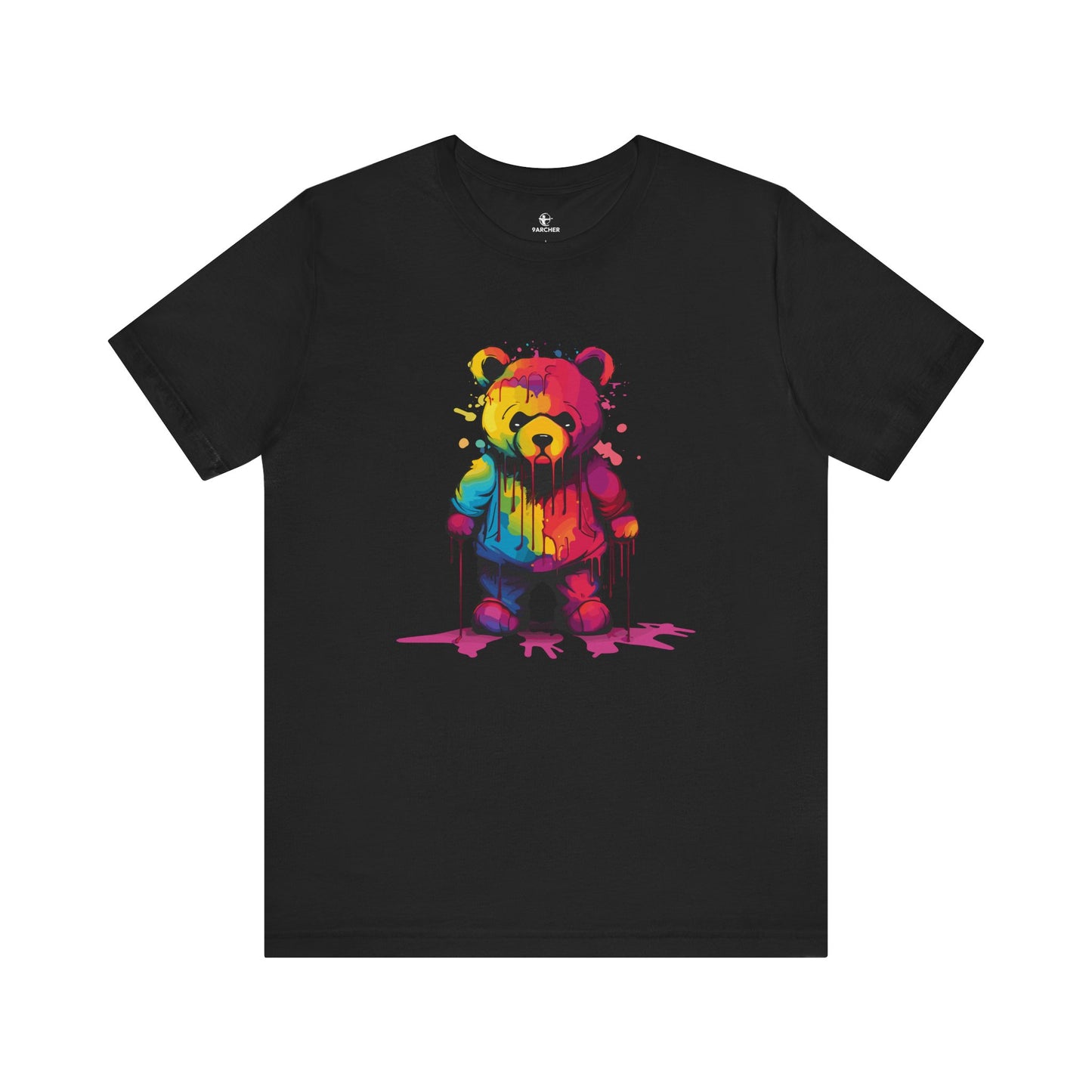 Colorful Bear Graphic Unisex Tee - Artistic Short Sleeve Shirt for Casual Wear