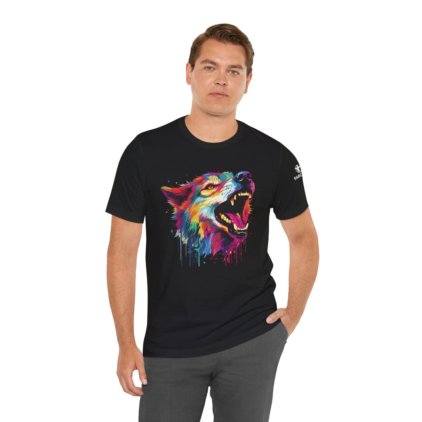Colorful Howling Wolf Unisex Tee - Vibrant Art for Nature Lovers- Wolf Print Tee