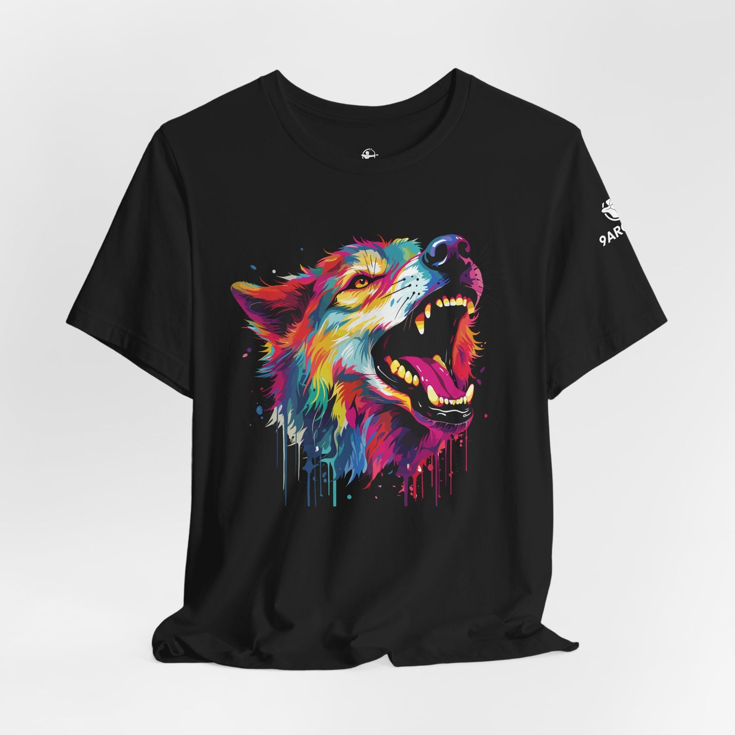 Colorful Howling Wolf Unisex Tee - Vibrant Art for Nature Lovers- Wolf Print Tee
