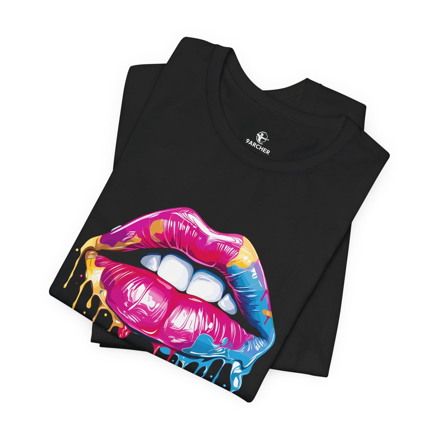 Vibrant Lips Unisex Jersey T-Shirt - Colorful Drip Design