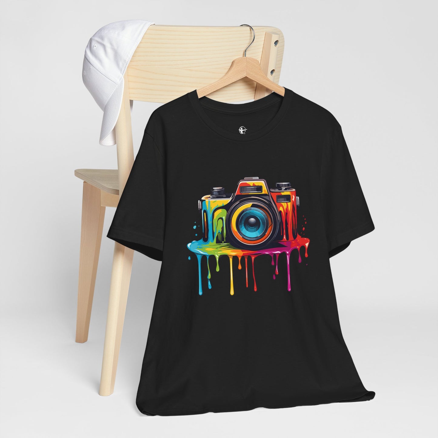 Colorful Camera Drip Unisex Short Sleeve Tee - Perfect for Photographers & Creative Souls