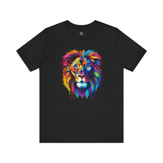 Colorful Lion Graphic Tee - Unisex Short Sleeve T-Shirt for Animal Lovers