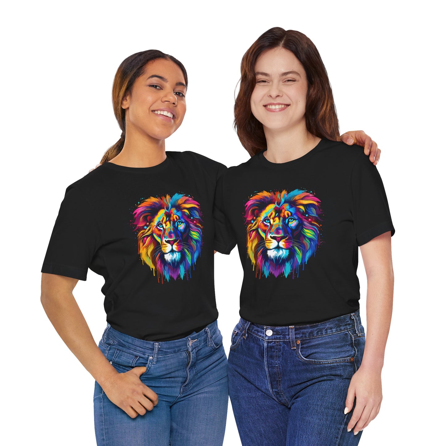 Colorful Lion Graphic Tee - Unisex Short Sleeve T-Shirt for Animal Lovers