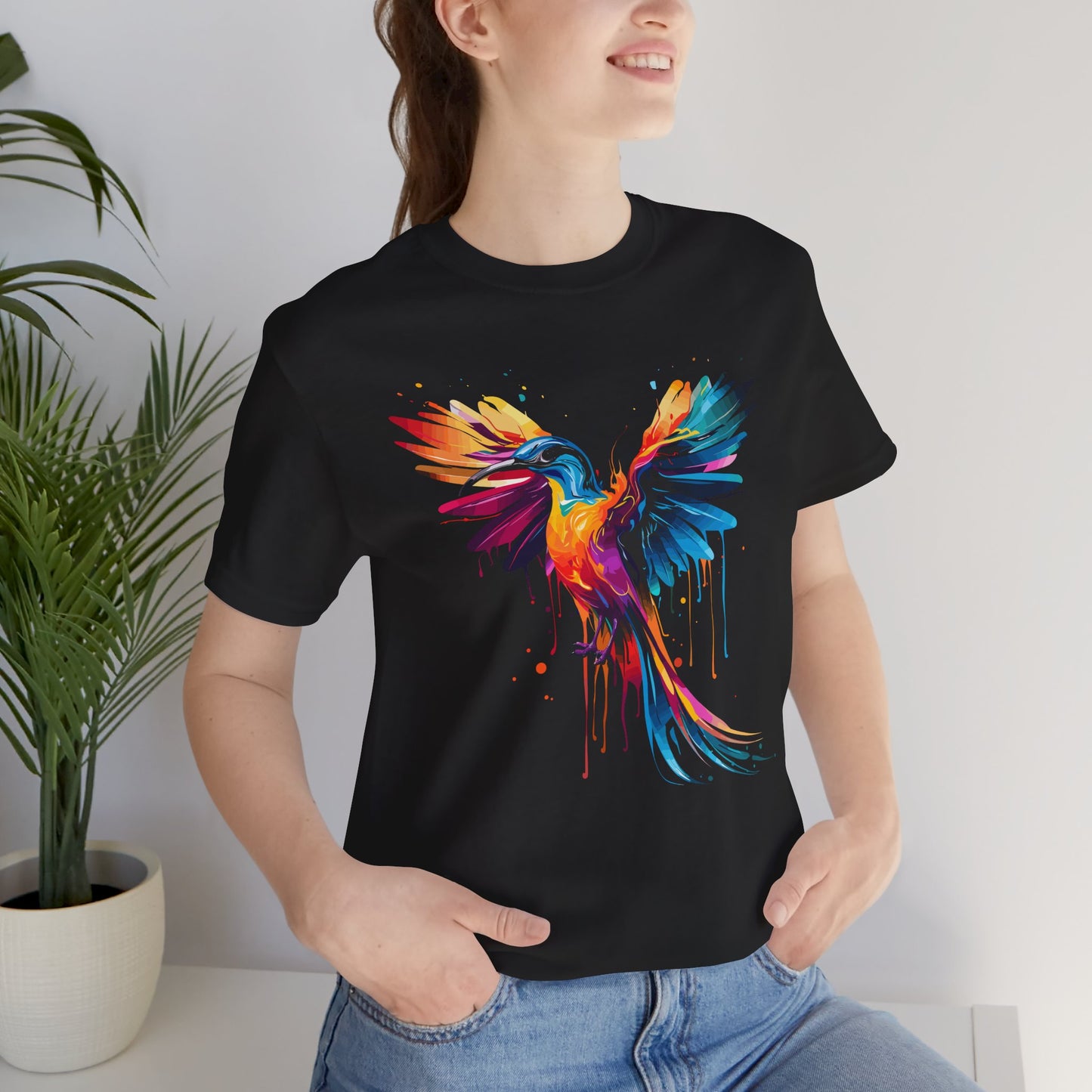 Colorful Phoenix Unisex Short Sleeve Tee - Vibrant Art for Nature Lovers