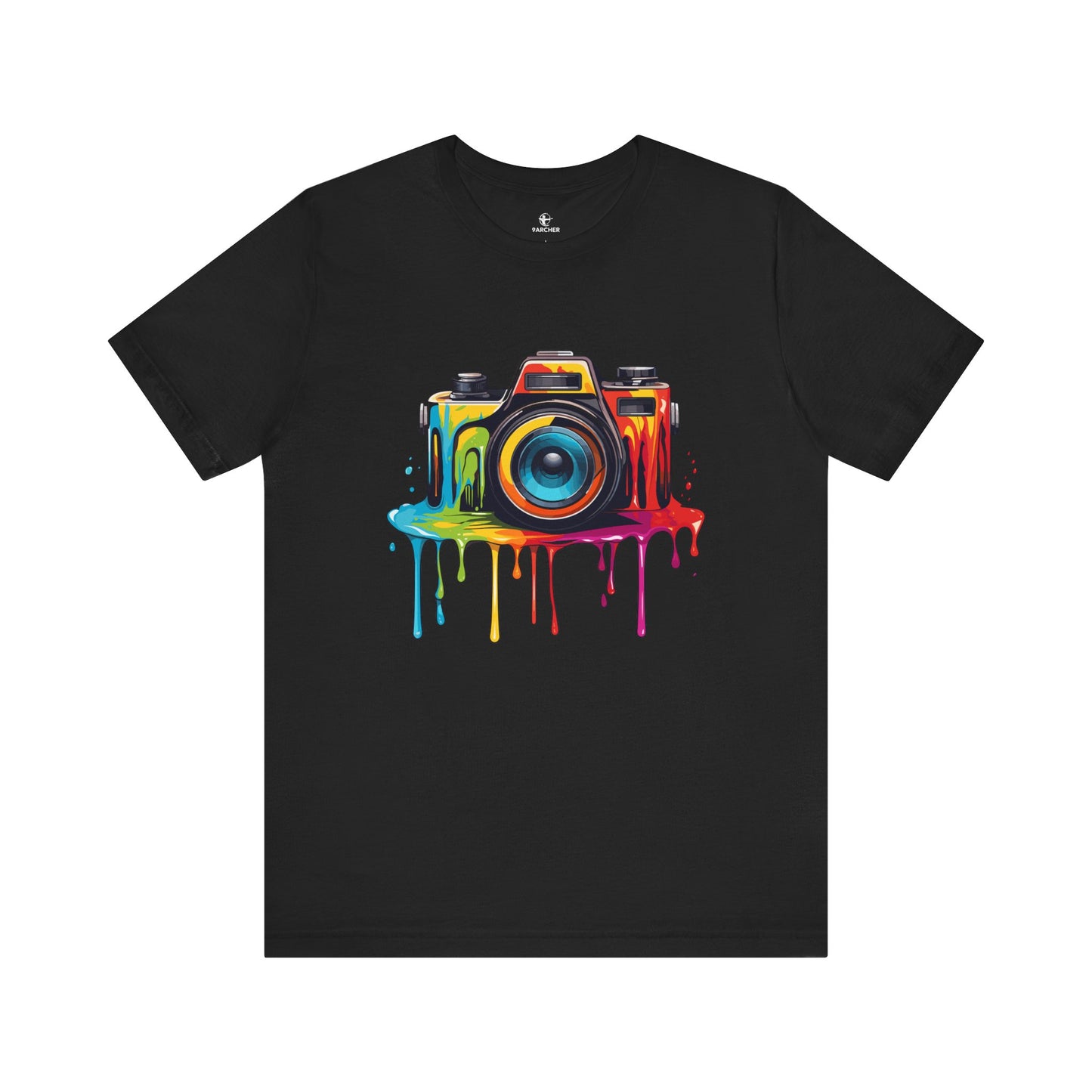 Colorful Camera Drip Unisex Short Sleeve Tee - Perfect for Photographers & Creative Souls
