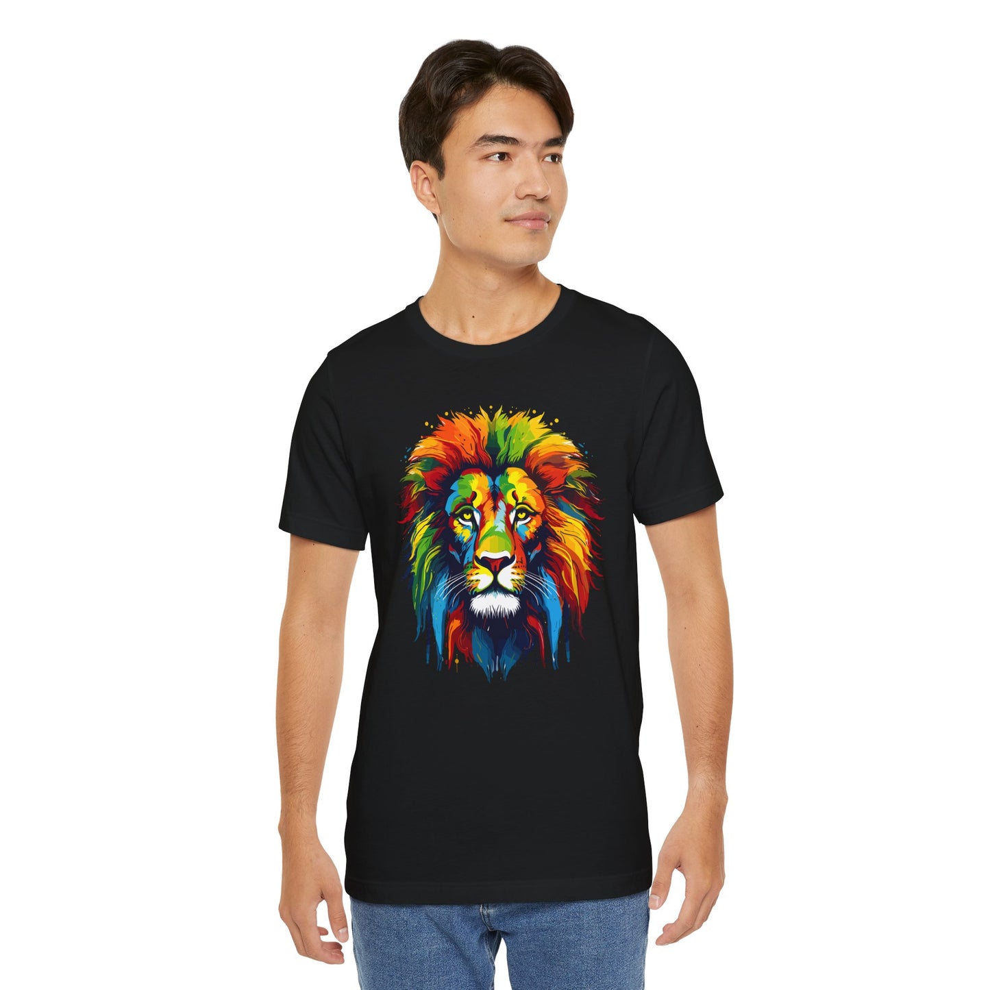 Colorful Lion Graphic Tee for Animal Lovers