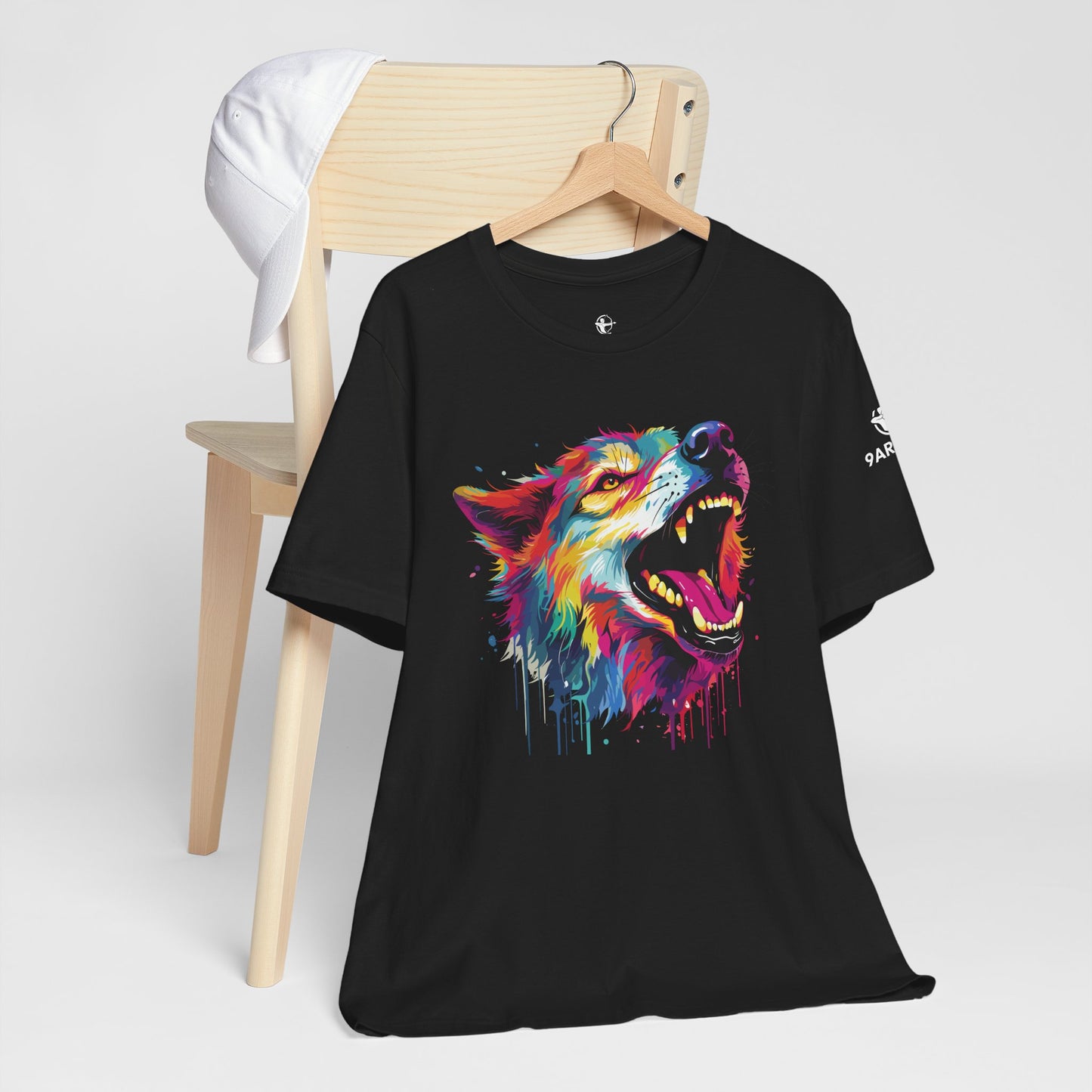Colorful Howling Wolf Unisex Tee - Vibrant Art for Nature Lovers- Wolf Print Tee
