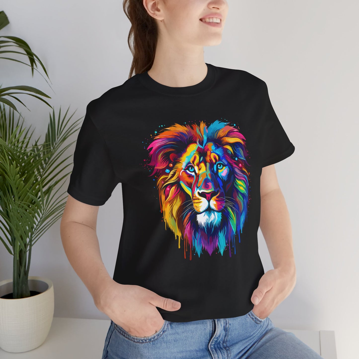 Colorful Lion Graphic Tee - Unisex Short Sleeve T-Shirt for Animal Lovers