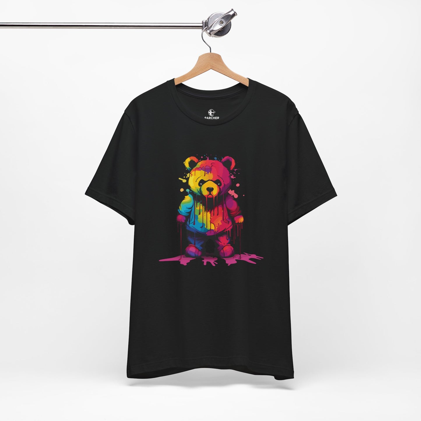 Colorful Bear Graphic Unisex Tee - Artistic Short Sleeve Shirt for Casual Wear