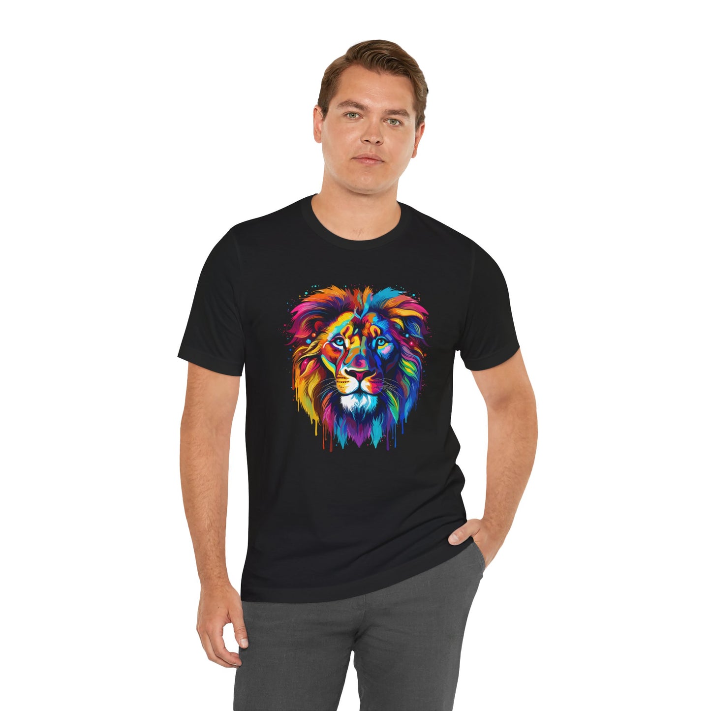 Colorful Lion Graphic Tee - Unisex Short Sleeve T-Shirt for Animal Lovers