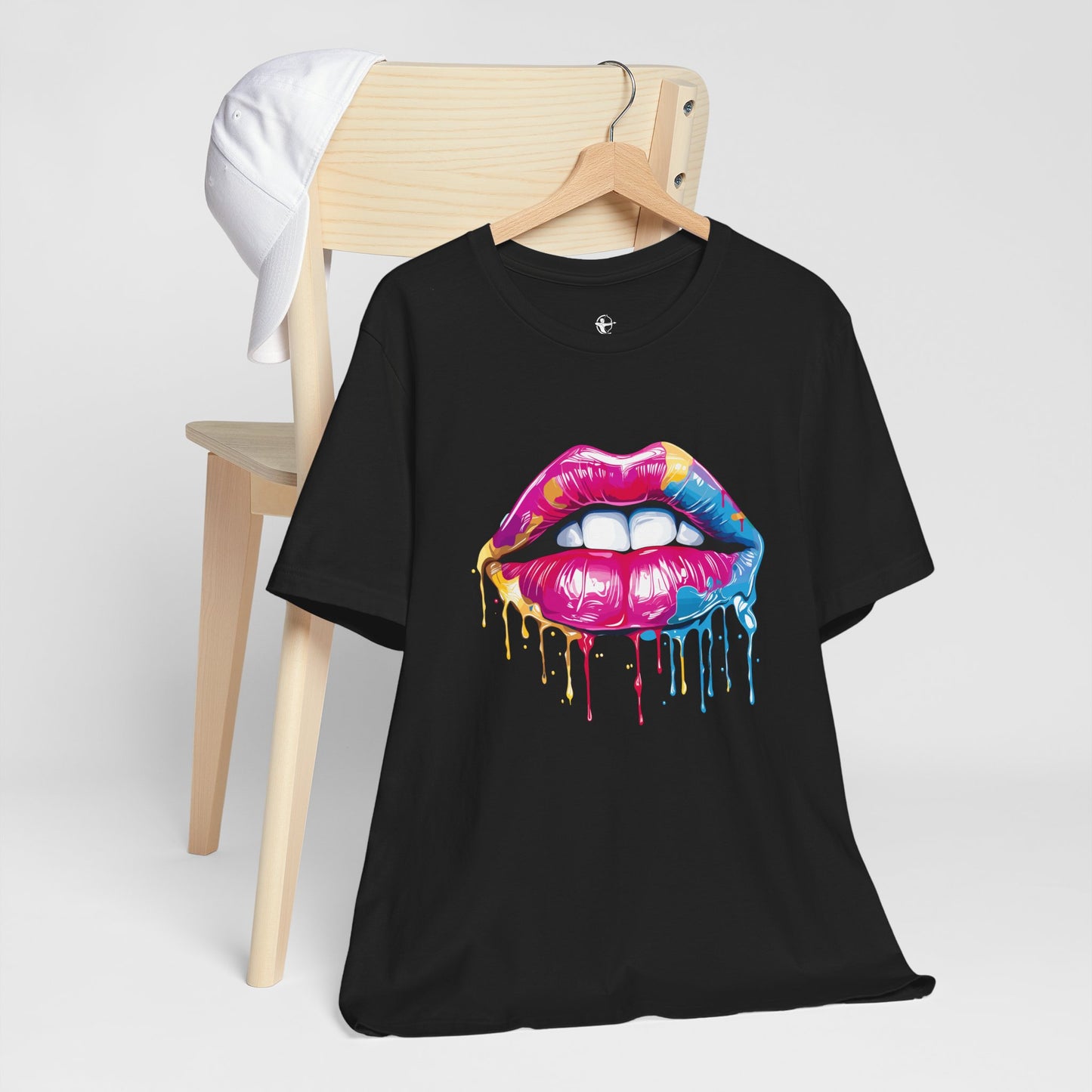Vibrant Lips Unisex Jersey T-Shirt - Colorful Drip Design