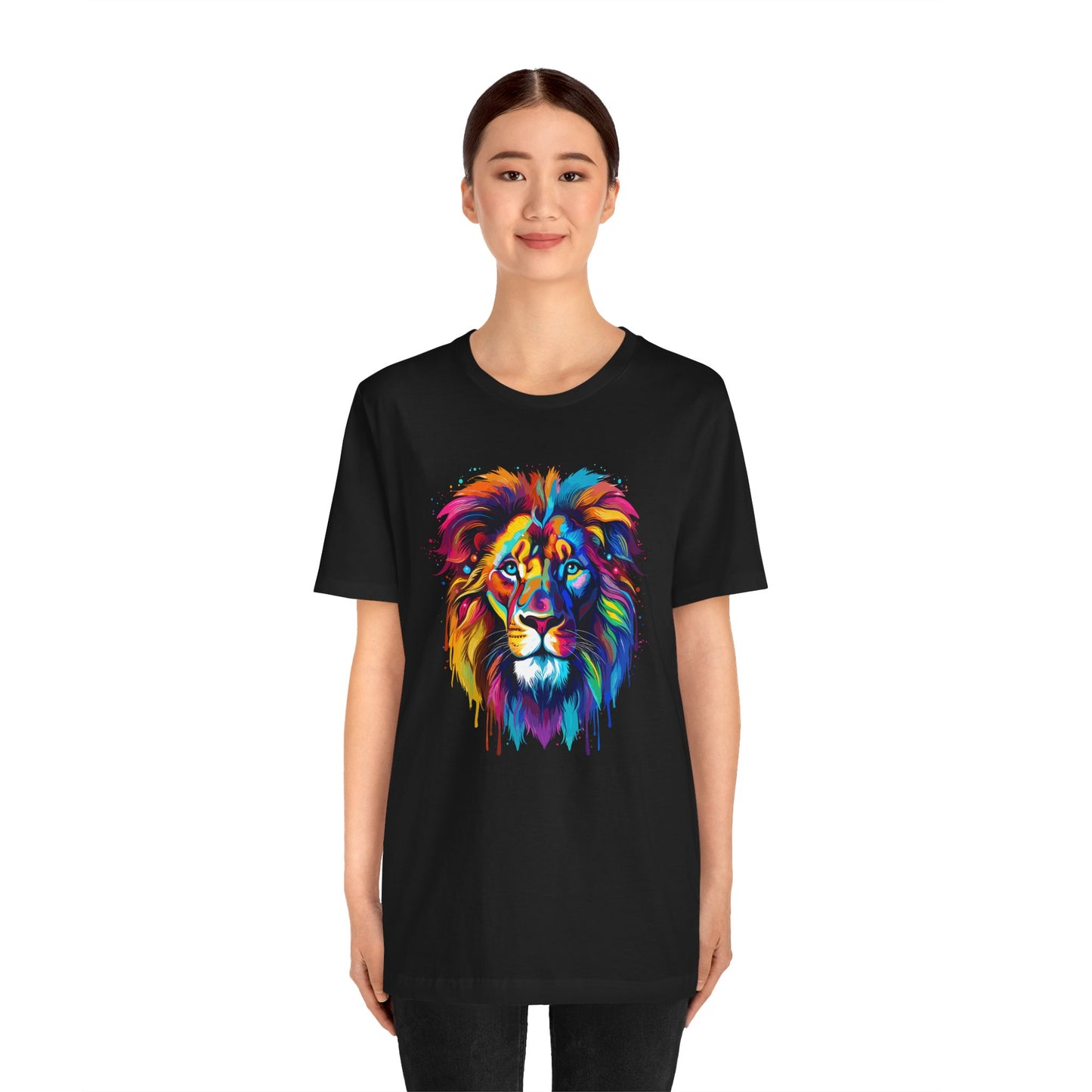 Colorful Lion Graphic Tee - Unisex Short Sleeve T-Shirt for Animal Lovers