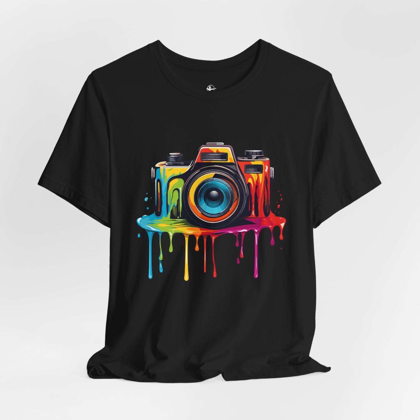 Colorful Camera Drip Unisex Short Sleeve Tee - Perfect for Photographers & Creative Souls