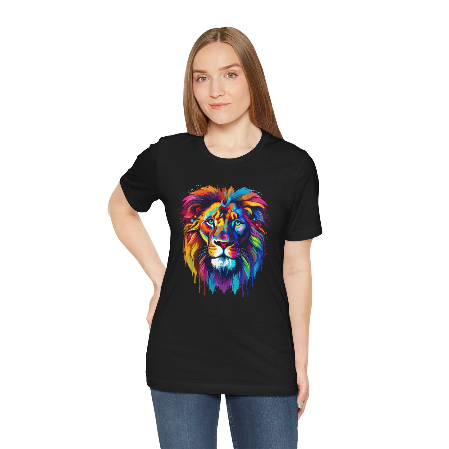 Colorful Lion Graphic Tee - Unisex Short Sleeve T-Shirt for Animal Lovers