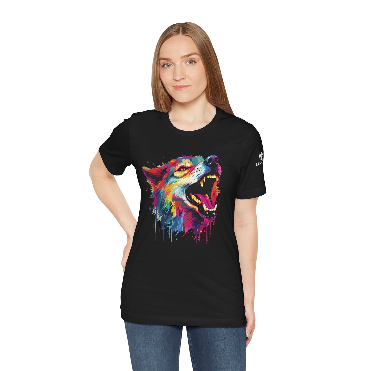 Colorful Howling Wolf Unisex Tee - Vibrant Art for Nature Lovers- Wolf Print Tee