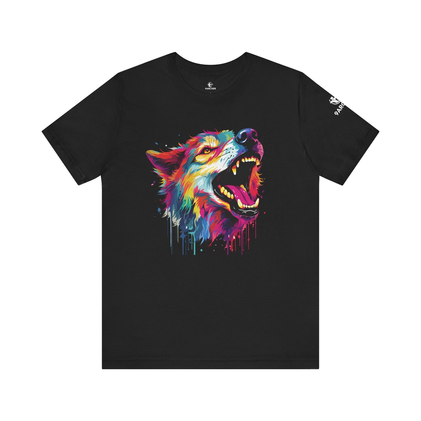 Colorful Howling Wolf Unisex Tee - Vibrant Art for Nature Lovers- Wolf Print Tee