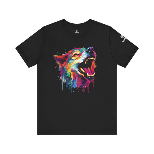 Colorful Howling Wolf Unisex Tee - Vibrant Art for Nature Lovers- Wolf Print Tee