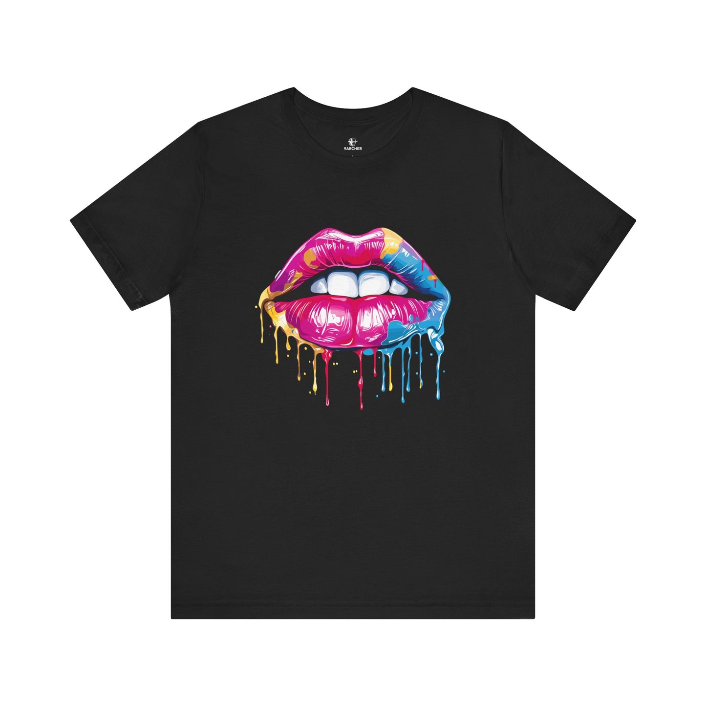 Vibrant Lips Unisex Jersey T-Shirt - Colorful Drip Design