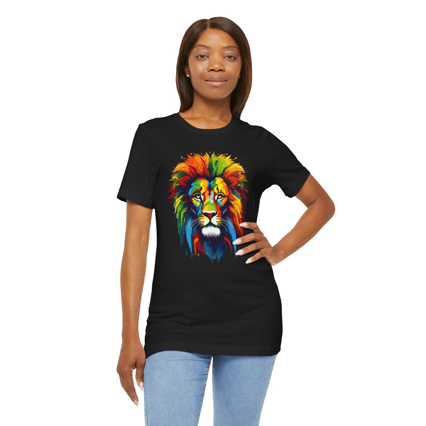 Colorful Lion Graphic Tee for Animal Lovers
