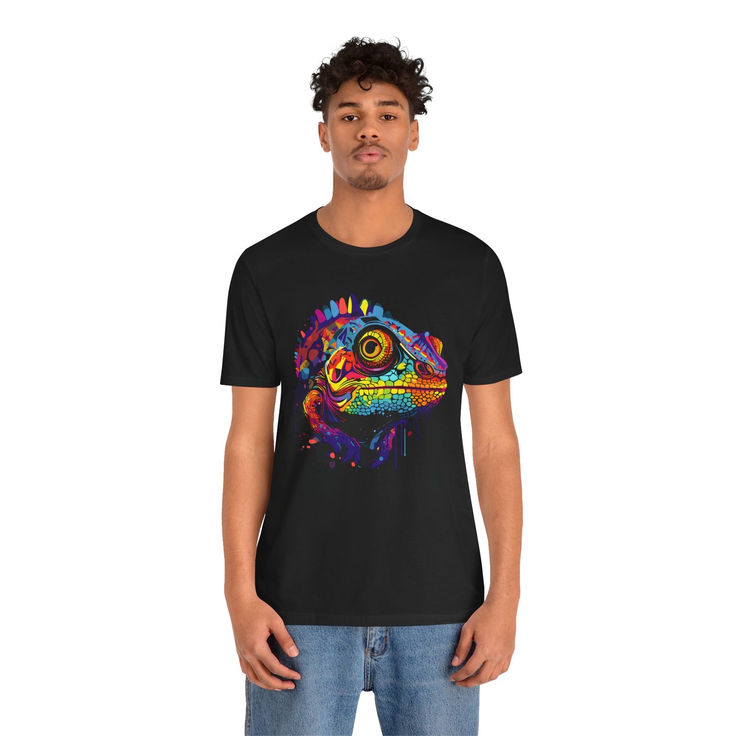 Vibrant Chameleon Graphic Tee - Colorful Unisex Jersey Short Sleeve T-Shirt for Nature Lovers