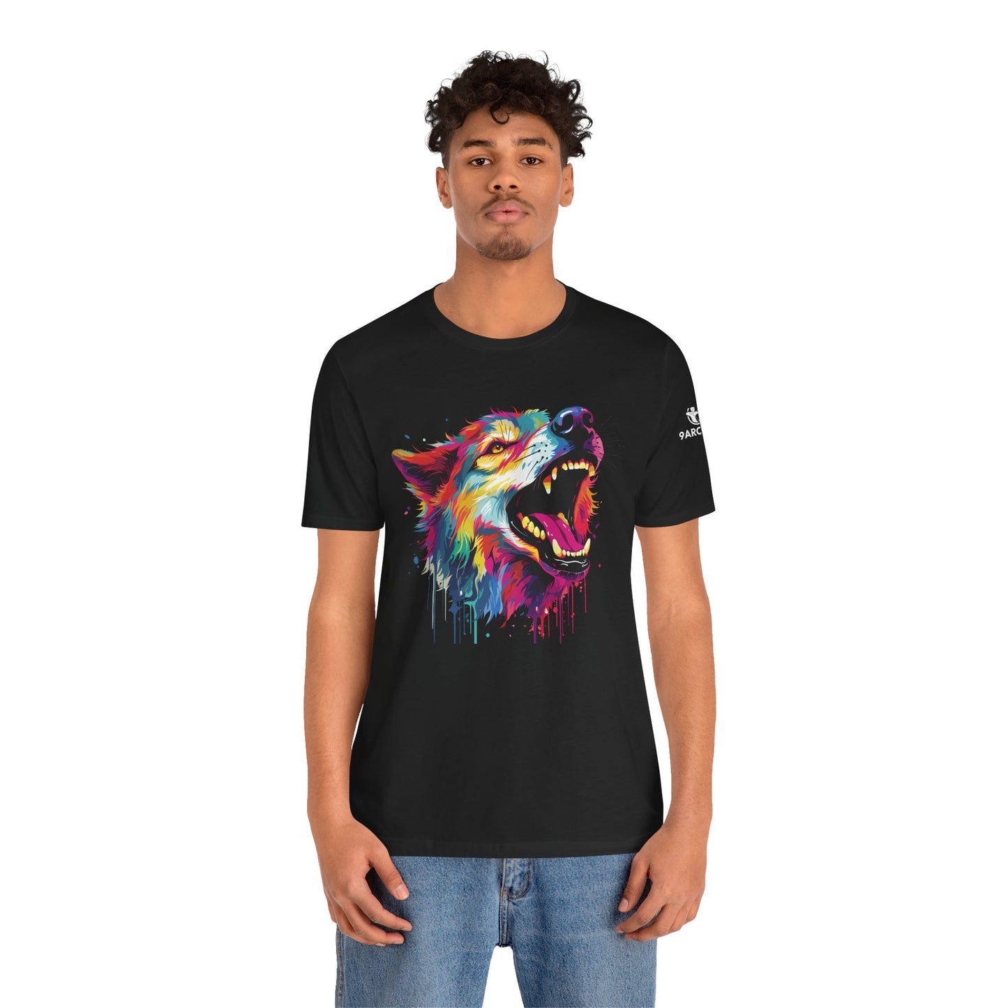 Colorful Howling Wolf Unisex Tee - Vibrant Art for Nature Lovers- Wolf Print Tee
