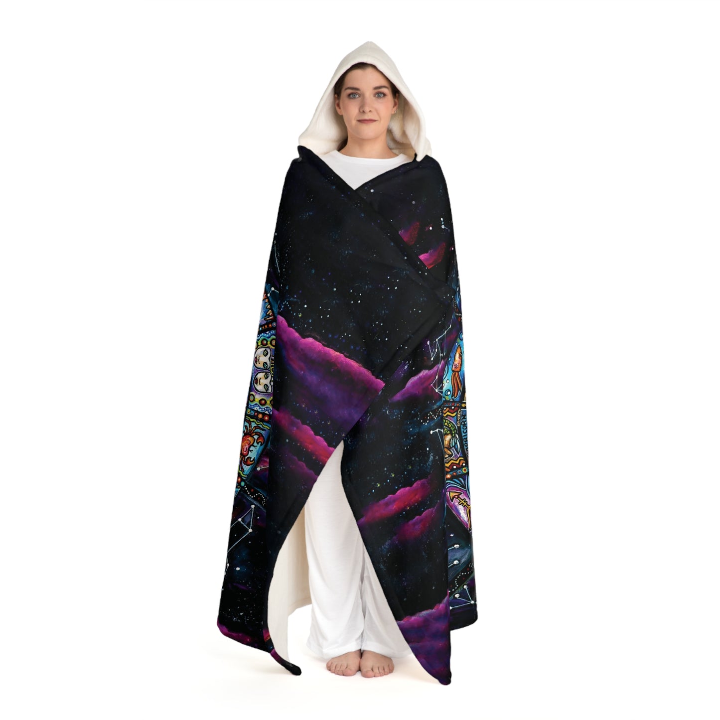 Cosmic Sherpa Fleece Hooded Blanket – Galaxy Design for Cozy Nights Blanket - FREE SHIPPING!