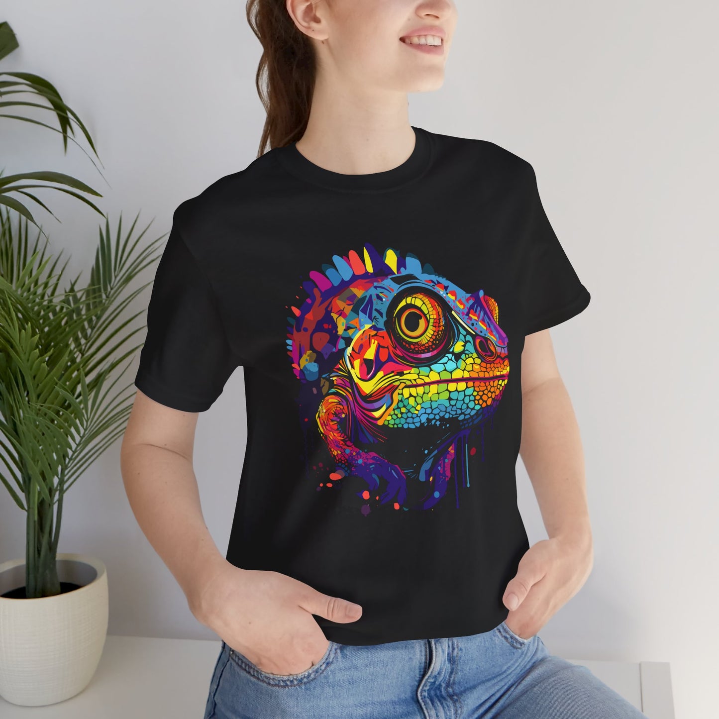 Vibrant Chameleon Graphic Tee - Colorful Unisex Jersey Short Sleeve T-Shirt for Nature Lovers