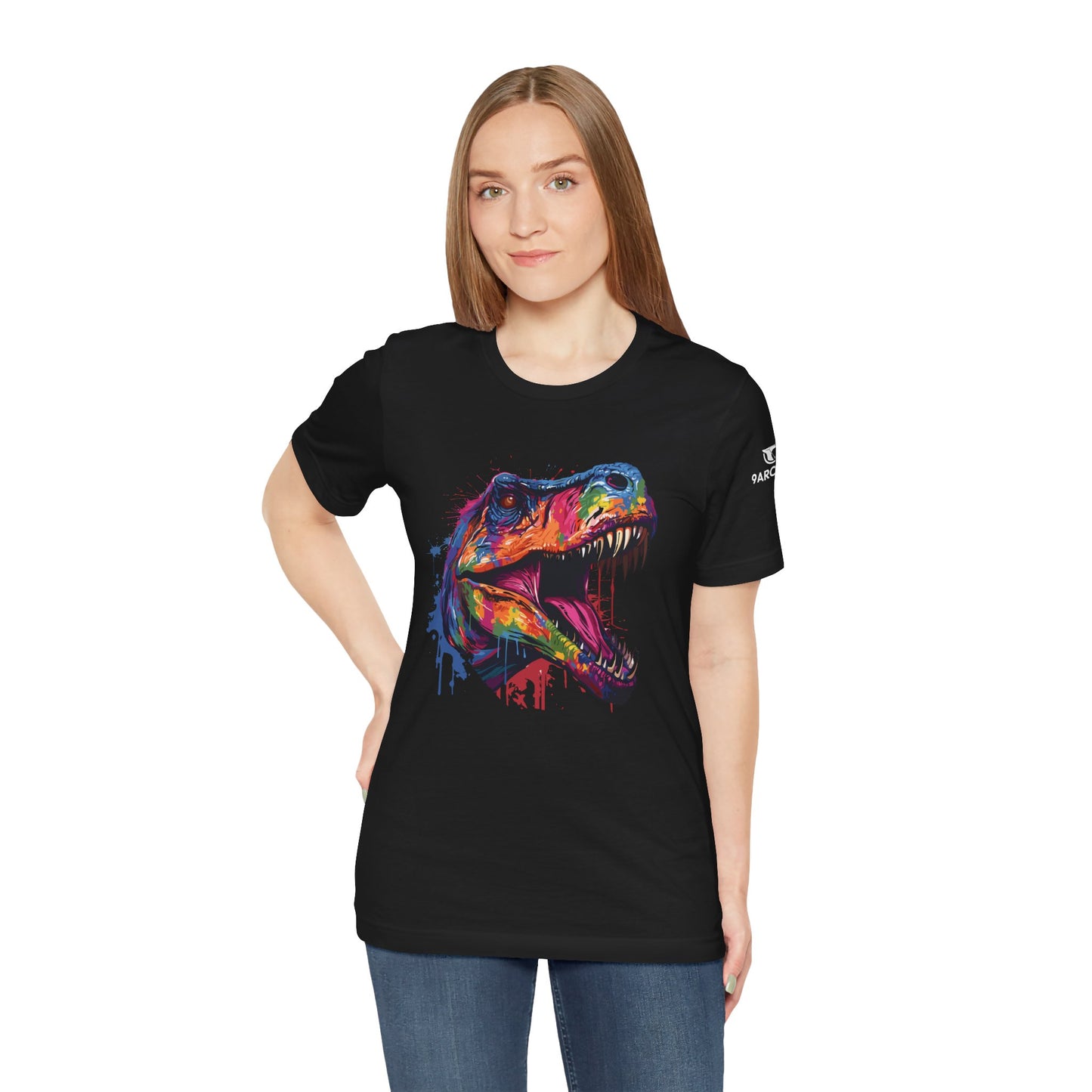 Colorful Dino Graphic Unisex Jersey Tee - Perfect for Dinosaur Lovers