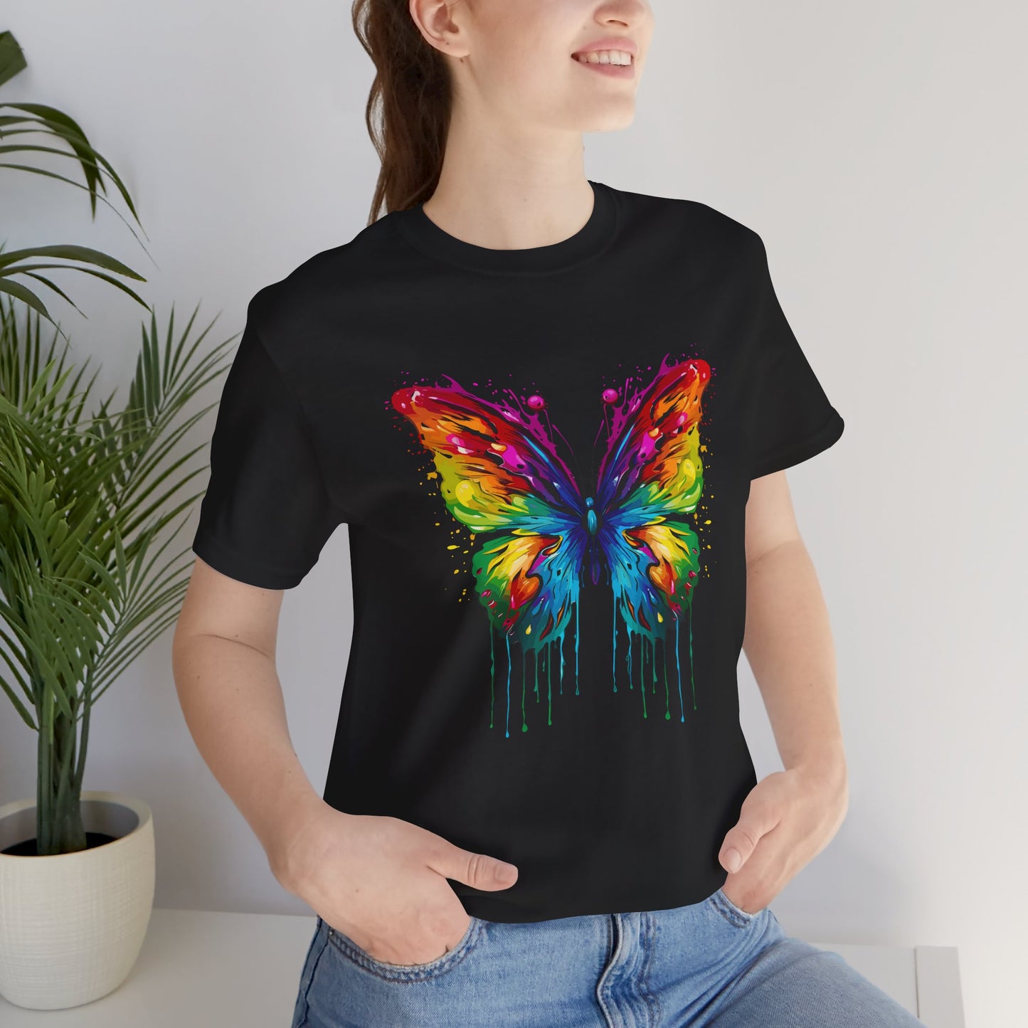 Rainbow Butterfly Graphic Tee - Unisex Short Sleeve T-Shirt for Nature Lovers