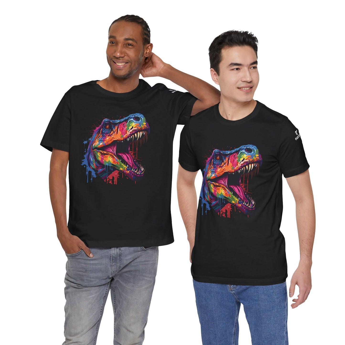 Colorful Dino Graphic Unisex Jersey Tee - Perfect for Dinosaur Lovers