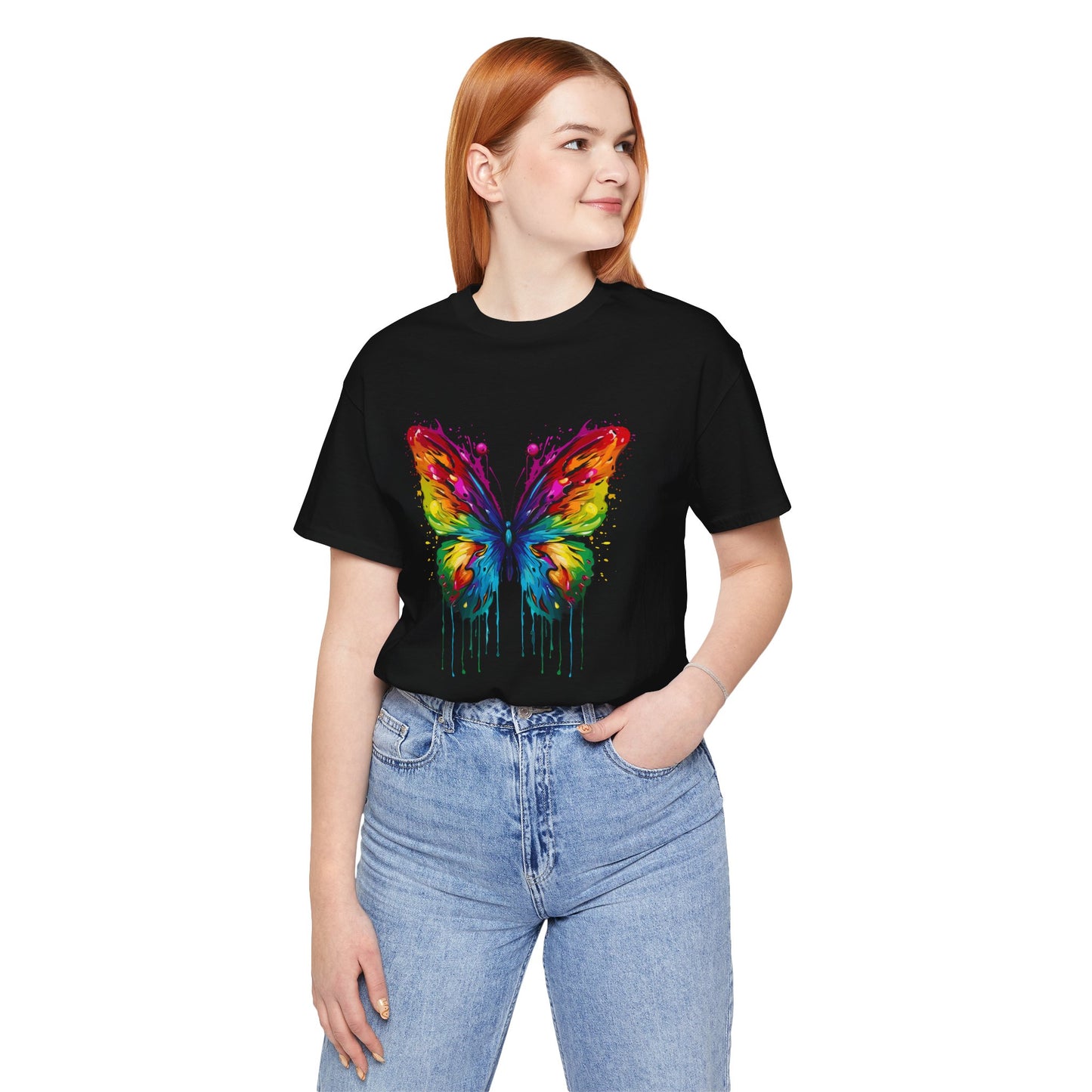 Rainbow Butterfly Graphic Tee - Unisex Short Sleeve T-Shirt for Nature Lovers