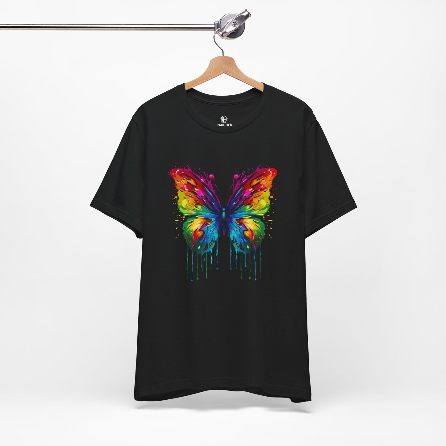 Rainbow Butterfly Graphic Tee - Unisex Short Sleeve T-Shirt for Nature Lovers