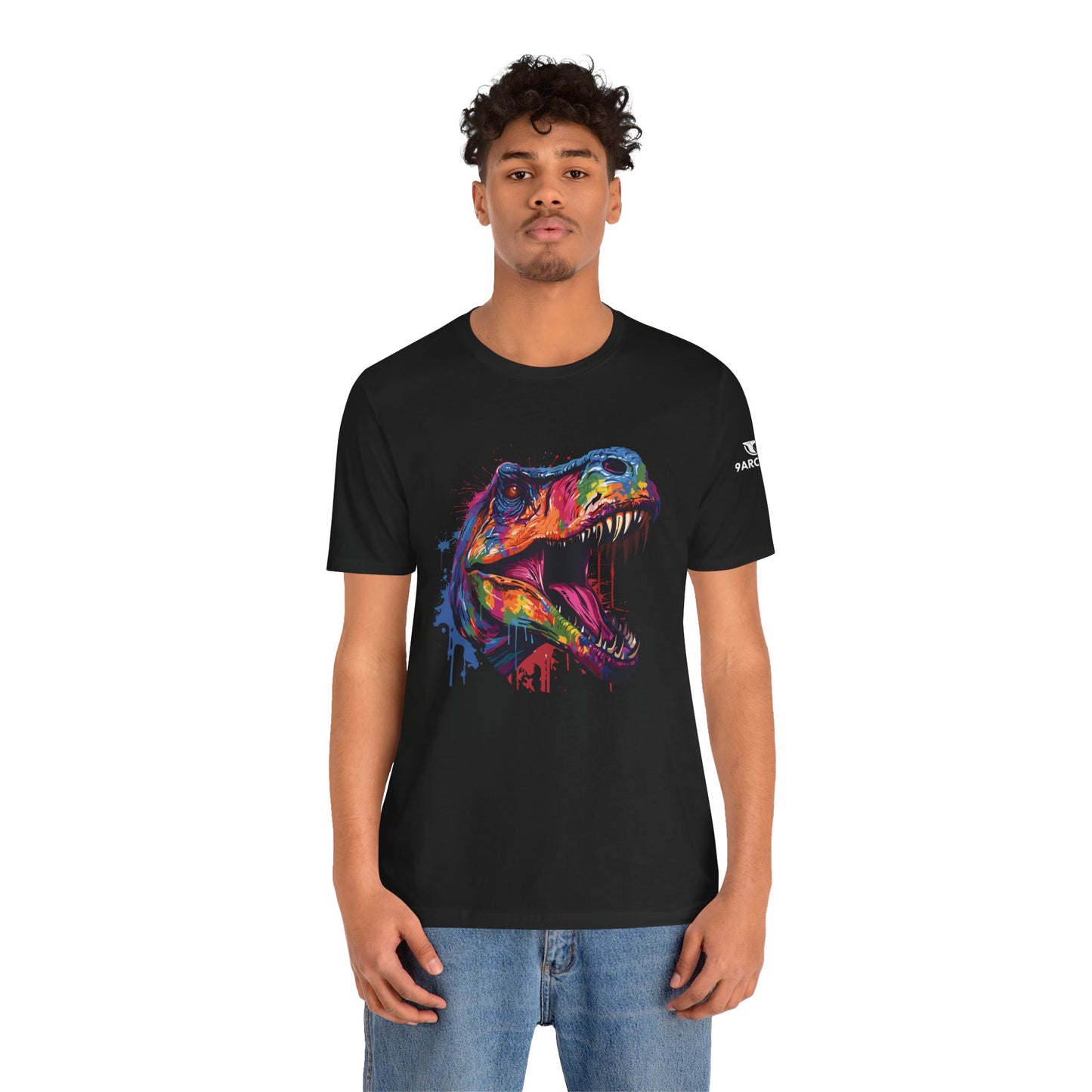 Colorful Dino Graphic Unisex Jersey Tee - Perfect for Dinosaur Lovers