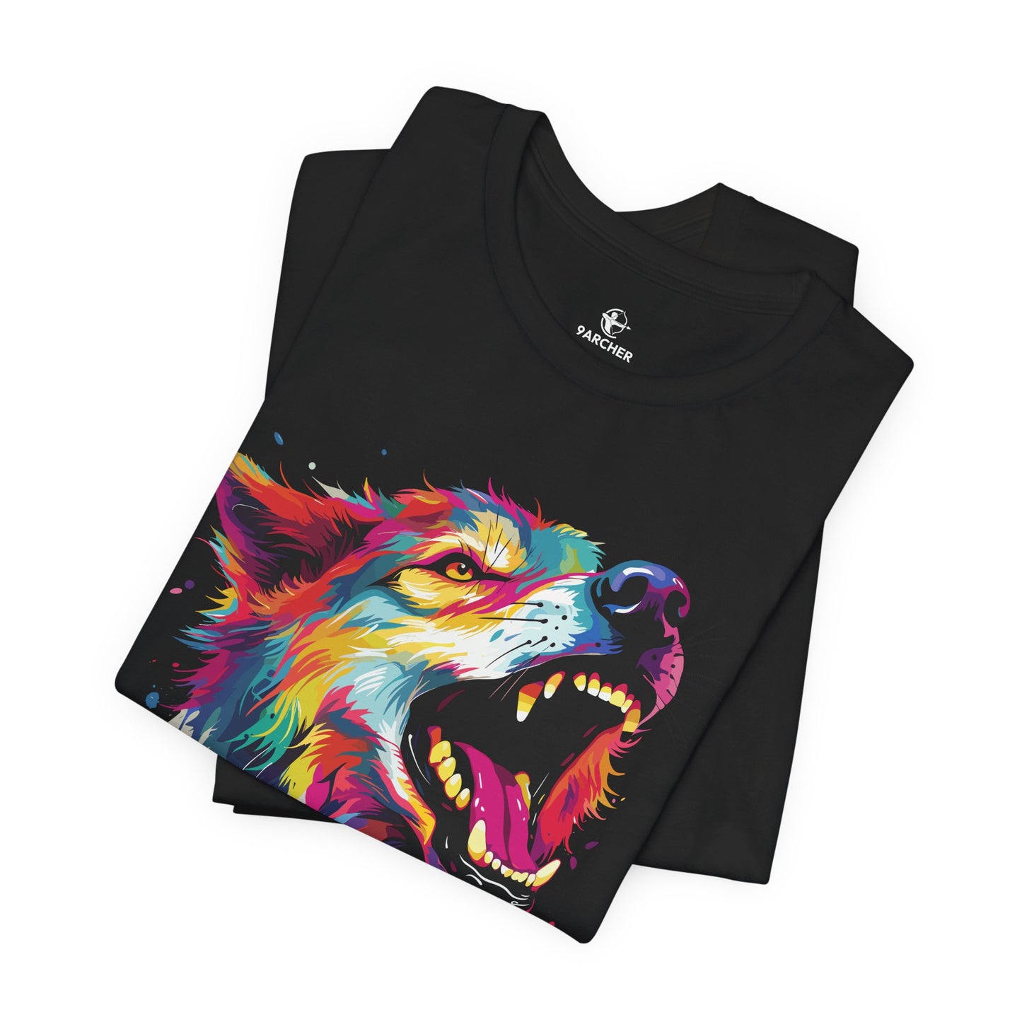 Colorful Howling Wolf Unisex Tee - Vibrant Art for Nature Lovers- Wolf Print Tee