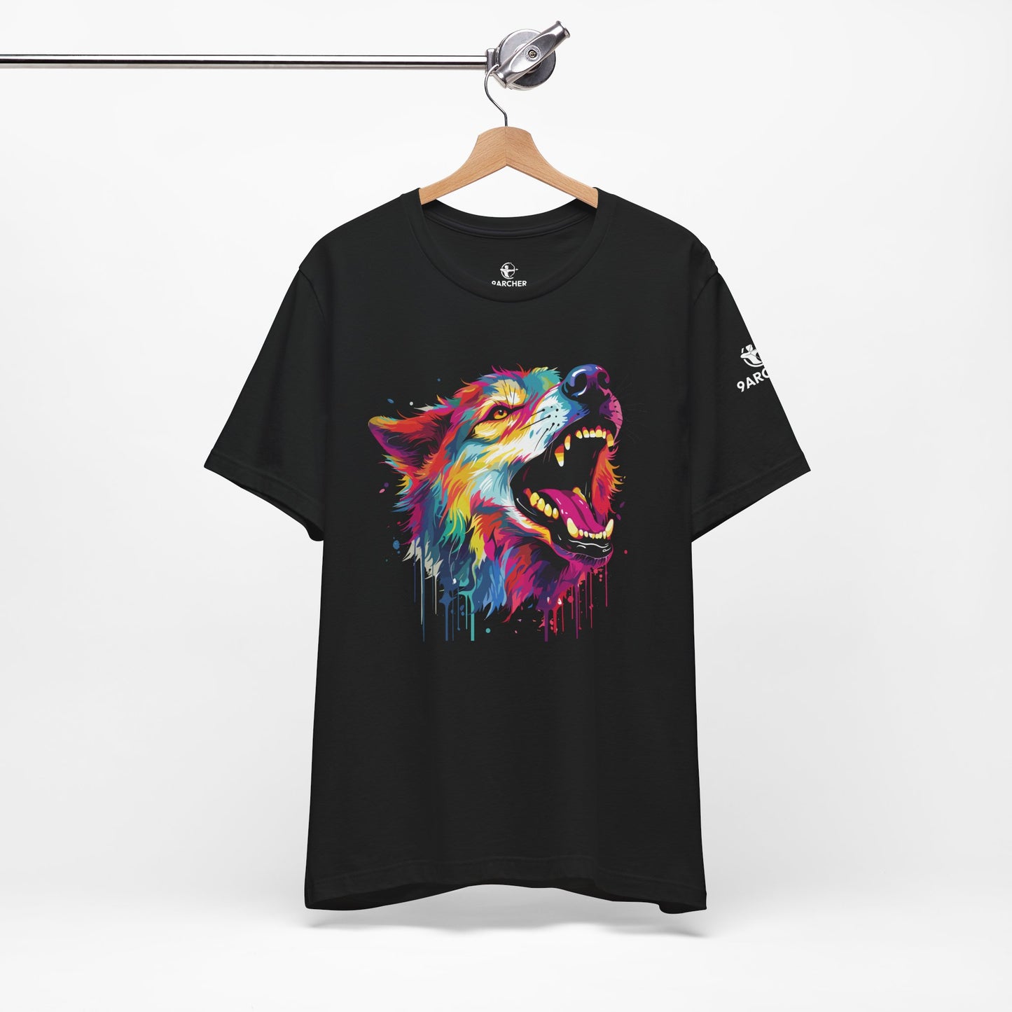 Colorful Howling Wolf Unisex Tee - Vibrant Art for Nature Lovers- Wolf Print Tee