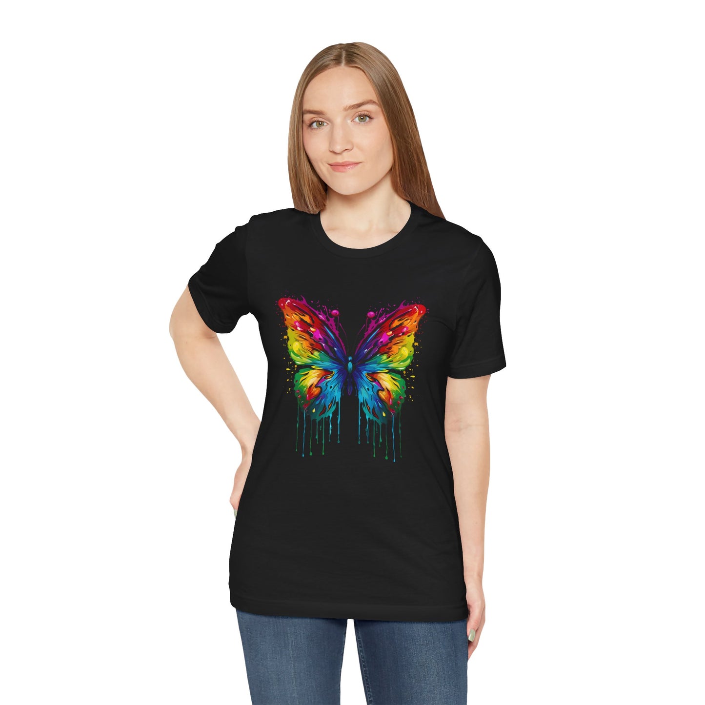 Rainbow Butterfly Graphic Tee - Unisex Short Sleeve T-Shirt for Nature Lovers