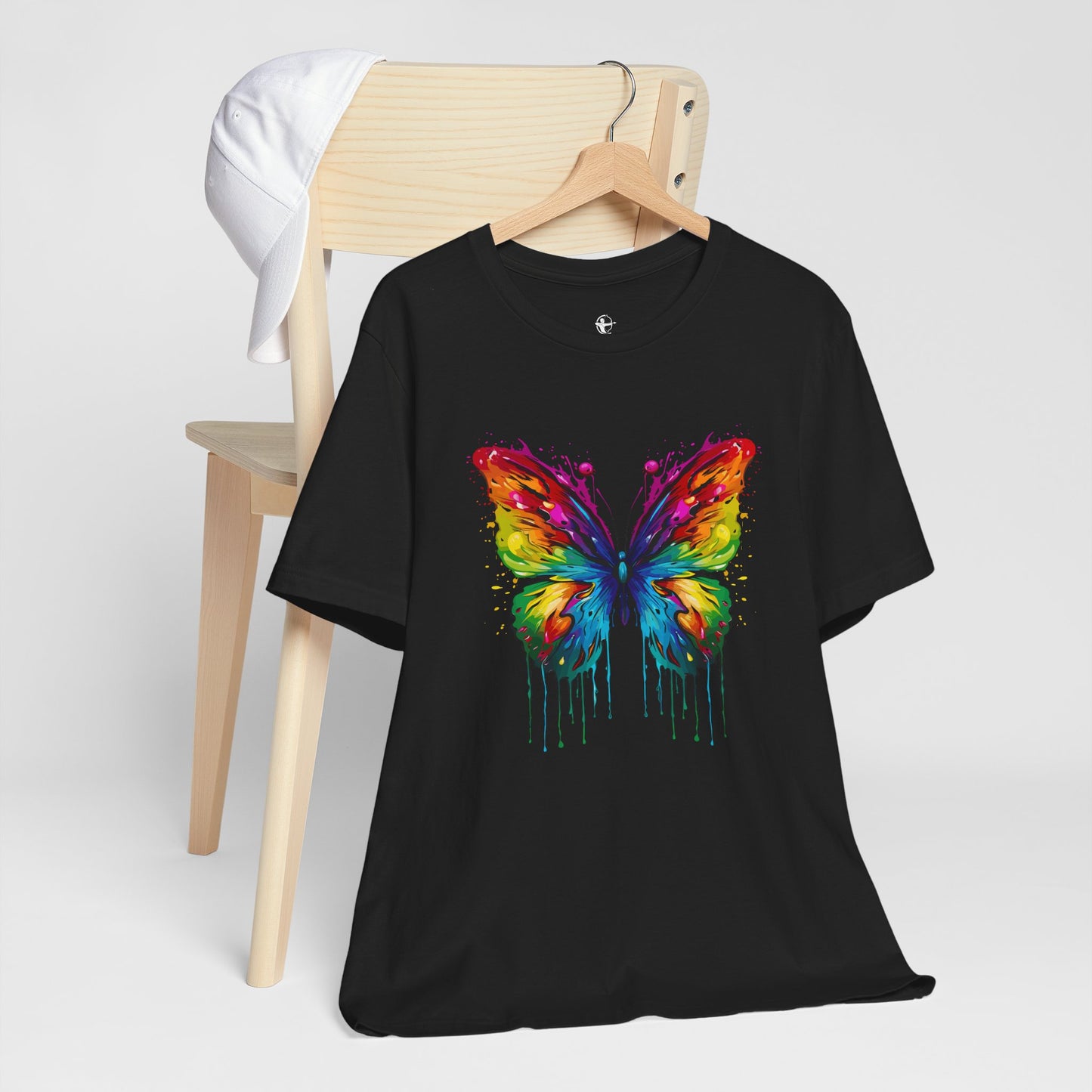 Rainbow Butterfly Graphic Tee - Unisex Short Sleeve T-Shirt for Nature Lovers